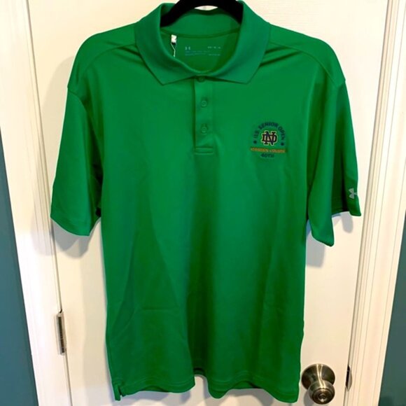 NWOT Notre Dame Golf Polo Shirt Mens XL Under Armour Green Senior Open USGA - Picture 1 of 4